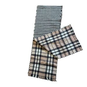 Steve Madden Black and Tan Plaid Scarf classic luxury neutral women’s